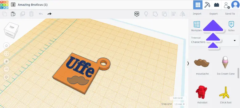 Screenshot showing how to export your model in TinkerCAD