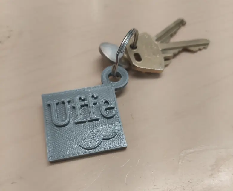 A finished 3D printed keychain