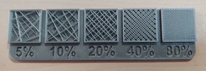 Picture showing the amount of infill based on percentage