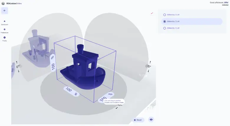 Rotation and scaling of objects in REALvision Online