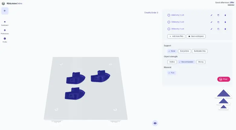 REALvision Online: The easy-to-use online 3d print slicer