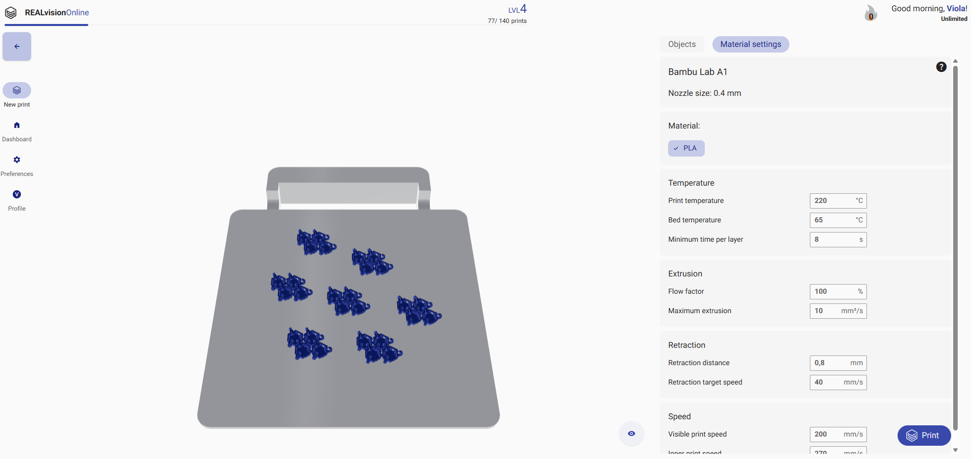 Take your prints to the next level: new advanced settings in REALvision Online: Material settings